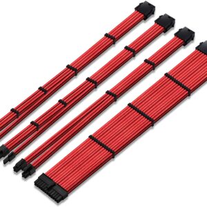 Sleeve Cable set, Kit prolunghe cavi per PC, Rosso
24Pin, 8Pin(4+4), 2x8Pin(6+2)