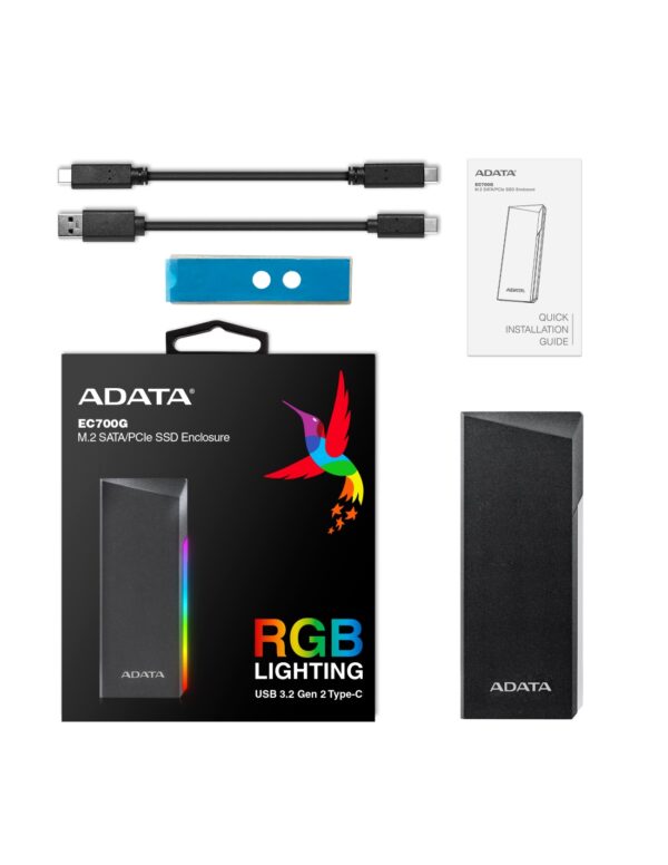 Box esterno RGB USB3.2 per M.2 Adata