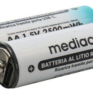 2 batterie AA 1650Mah RIC. USB-C Mediacom