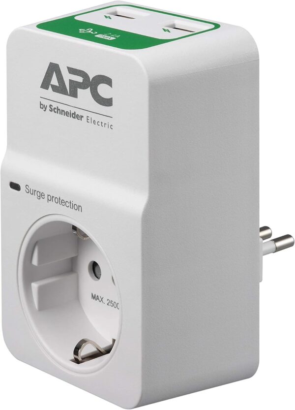 Essential SurgeArrest 230 V Presa Filtrata, 1 Uscita Schuko, 2 Porte USB APC